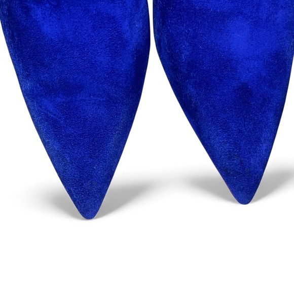 Christian Louboutin Condora Blue Suede Pointed Toe Booties EU40 Heeled Boots EUC - Picture 6 of 14